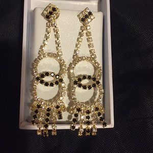 Gold plated with stone setting earrings